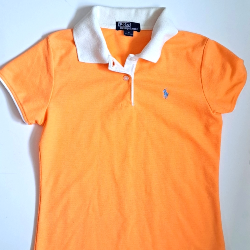 Polo Ralph Lauren Orange and White Collar Polo size Medium